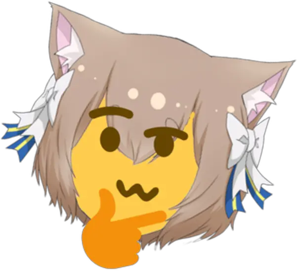 Thinking Catgirl Catboy Thinking Face Emoji Know Thinking Emoji Meme Png Thinking Emoji Transparent