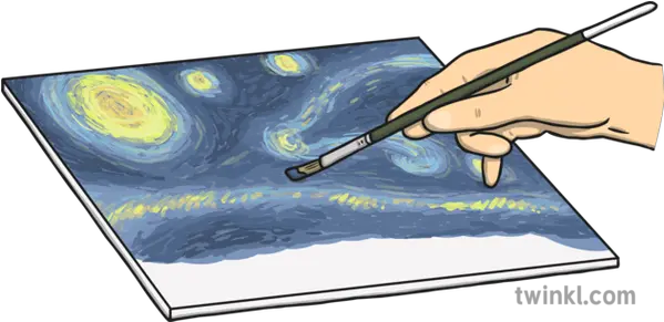 Starry Night Background Illustration Twinkl Painting Png Starry Night Png