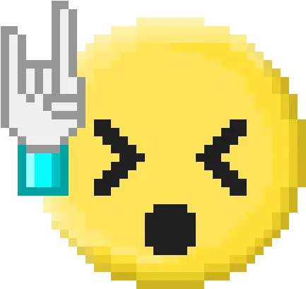 Rock Out Hand Gesture Emoji Sticker R74n Free Pixel Emojis Sharingan Pixel Art Naruto Png Lol Emoji Icon