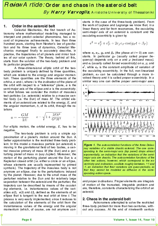 Pdf Order And Chaos In The Asteroid Belt Harry Varvoglis Document Png Asteroid Belt Png