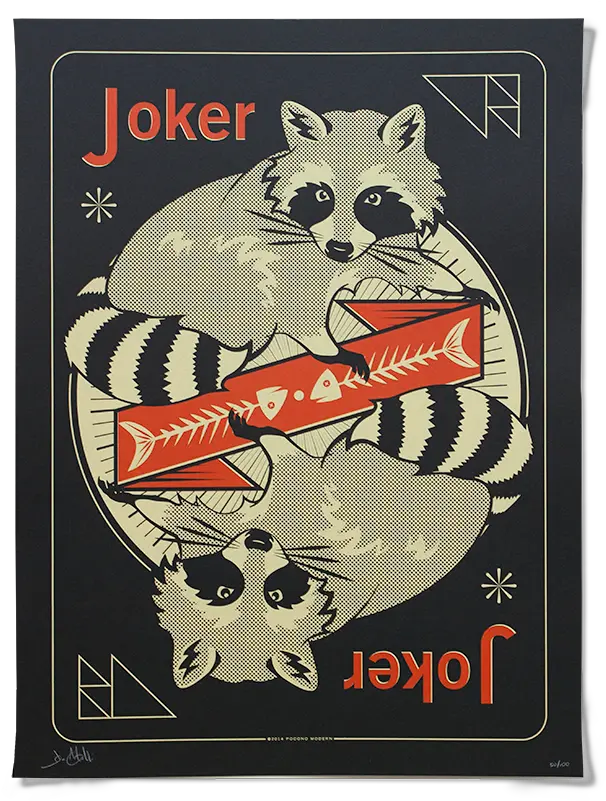 The Woodland Deck Raccoon Joker Print U2014 Pocono Modern Png Joker Card Png