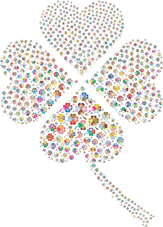 Prismatic Four Leaf Clover Fractal 2 No Background Openclipart Saint Day Png Four Leaf Clover Transparent