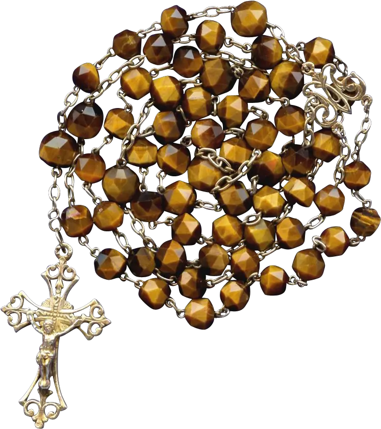 Fabulous French Tiger Eye Art Nouveau Rosary U2013 Gold Vermeil Rosary Png Religious Icon Bracelet