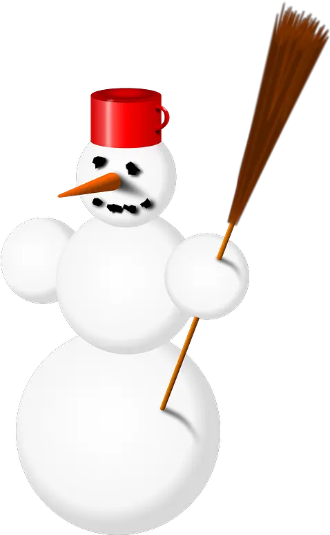 Snowman With Mug For A Hat Holding Broom Clipart Free Snowman Png Broom Transparent Background