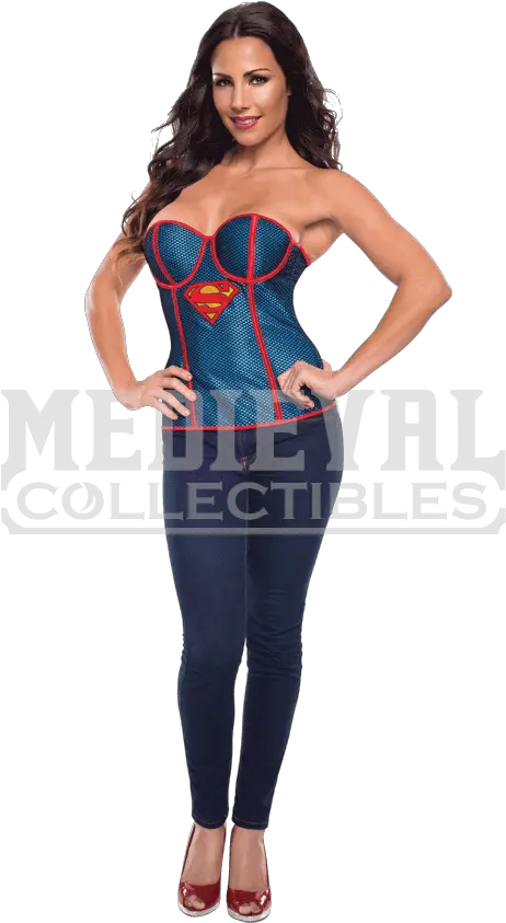 Download Adult Supergirl Fishnet Overlay Corset Supergirl Corset Png Fishnet Transparent Png