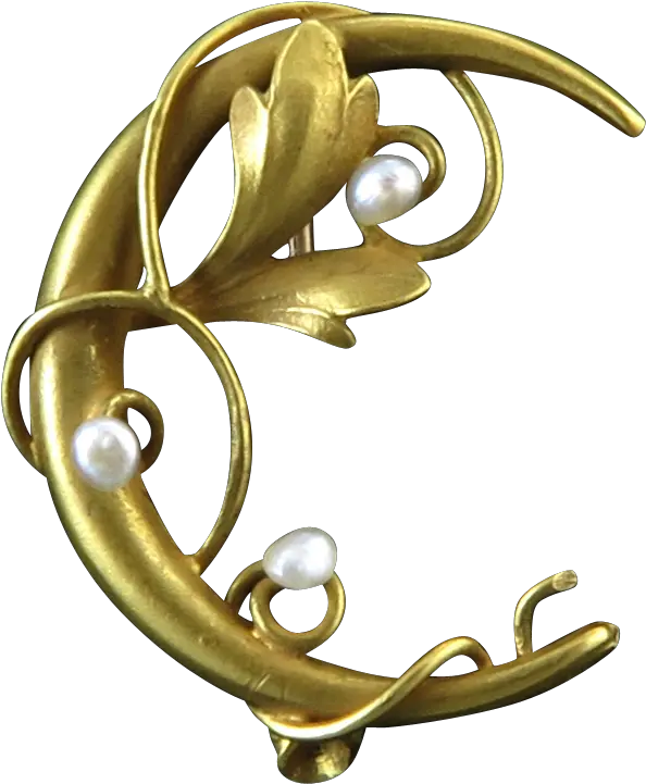 Victorian Art Nouveau Crescent Moon And Moon Brooch Png Crescent Moon Transparent Background