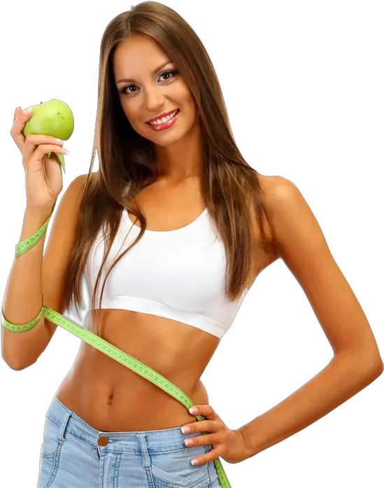 Happy Smiling Woman Holding Apple And Measuring Tape Free Girl With Measuring Tape Png Measuring Tape Png