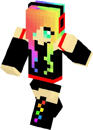 Download Emo Rainbow Girl Skin Minecraft Skin Full Size Fictional Character Png Emo Hair Png