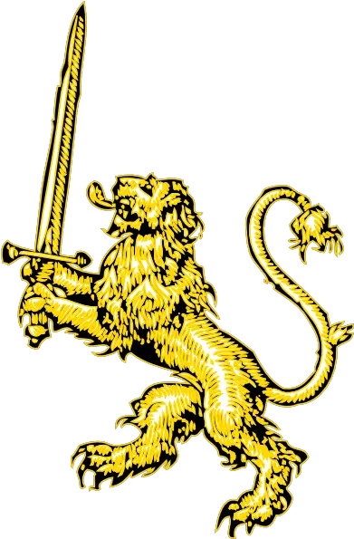 Yellow Lion With Sword Clip Art Golden Lion With Sword Lion Vector Art Rampant Png Sword Clipart Png