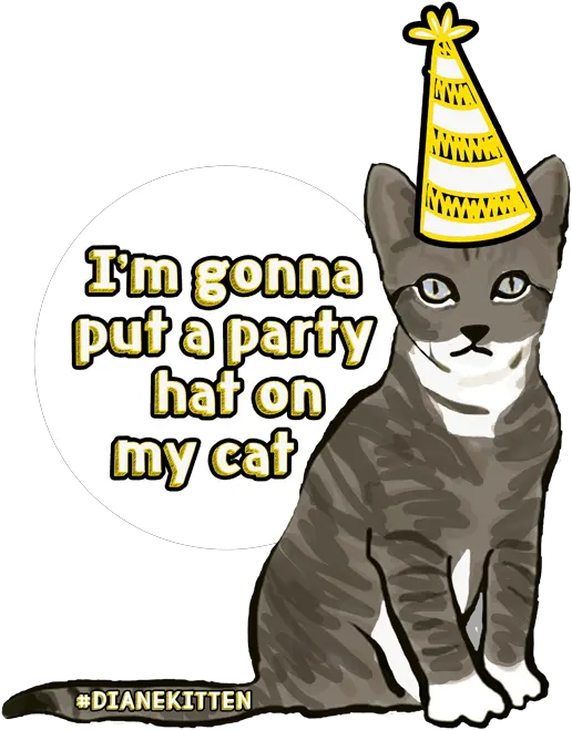 Party Hat Vinyl Sticker Cat With Party Hat Transparent Png Party Hat Transparent
