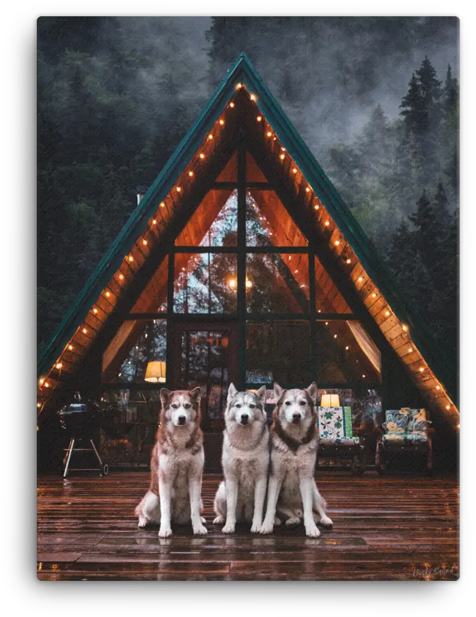 Cozy A Frame Cabin Canvas Siberian Husky Png Husky Transparent