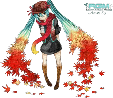 Miku Automne Hatsune Fille Manga Rouge Bleu Picmix Fictional Character Png Miku Icon