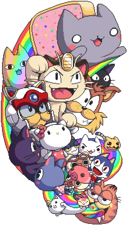 Meowth Felyne Jiji Luna Skitty And Hello Kitty Nyan Cat Png Meowth Transparent