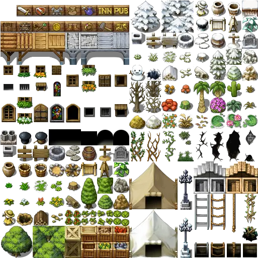 For Artists 001 Game Creator Rpg Maker Vx Ace Tilesets Outside Png Rpg Maker Mv Icon Sheet