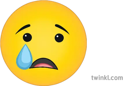 Single Tear Crying Emoji Emoticon Ks3 Ks4 Illustration Twinkl Happy Png Laughing Crying Emoji Png