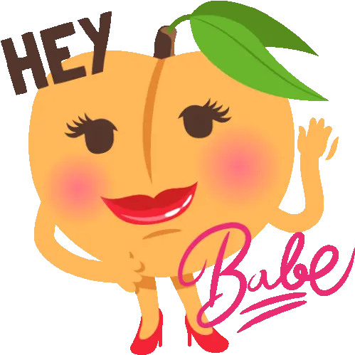 Hey Babe Peach Life Sticker Hey Babe Peach Life Joypixels Happy Png Peach Icon