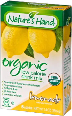 Natureu0027s Hand Organic Drink Mix Lemonade 6 Stickshk Organic Drink Mix Png Lemonade Transparent