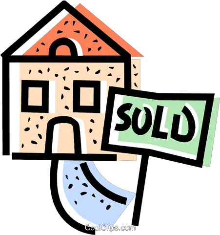 House With A Sold Sign In The Front Yard Royalty Free Vector Clip Art Png Sold Sign Png