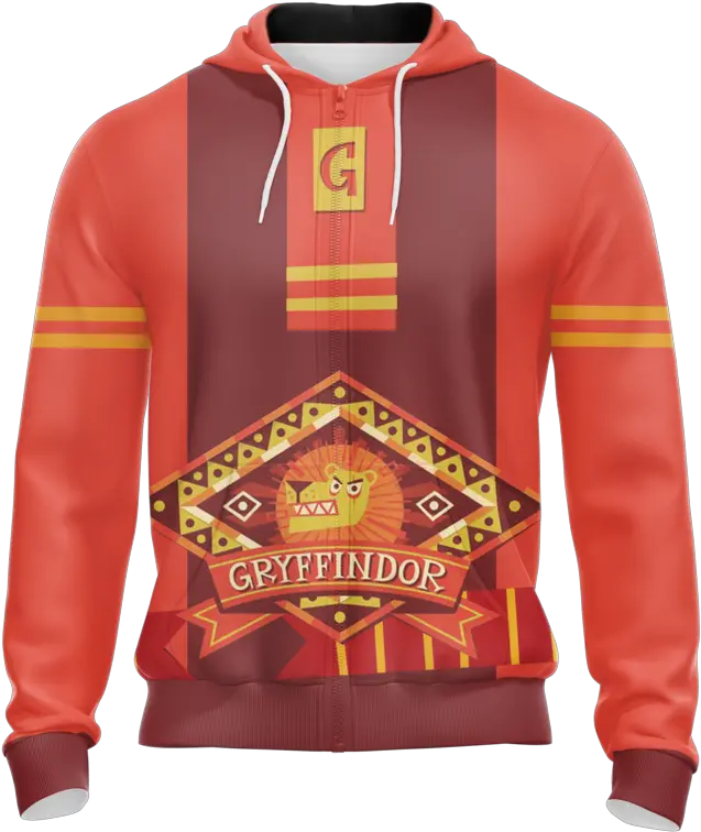 Gryffindor New Unisex Zip Up Hoodie Zipper Png Gryffindor Logos