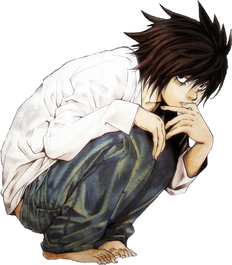 Light Yagami Near Misa Amane Ryuk L Death Note Sitting Png Ryuk Png