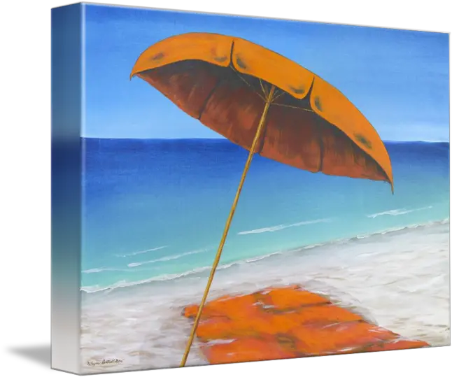 Orange Beach Umbrella And Towel By Wayneu0027s World Of Art Beach Umbrella And Towel Png Beach Umbrella Png