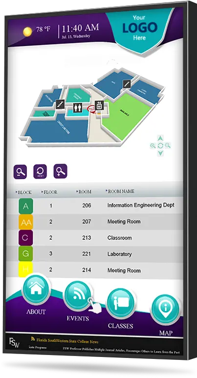 Wayfinding Digital Signage For Colleges Digital Signage Png Micros Opera Icon