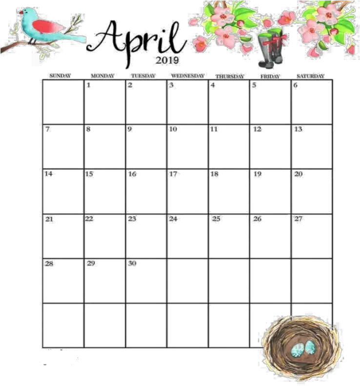 April Calendar Png Image File April 2019 Pretty Calendar April Png