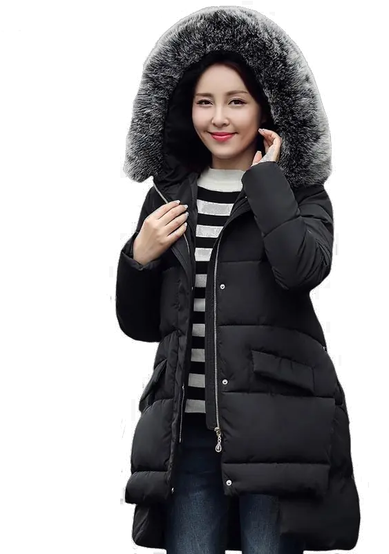 Black Winter Jacket For Women Png Image Arts Hood Fur Png
