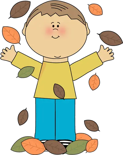 Boy Playing In Leaves Fall Clip Art Kid In Fall Clipart Png Boys Png