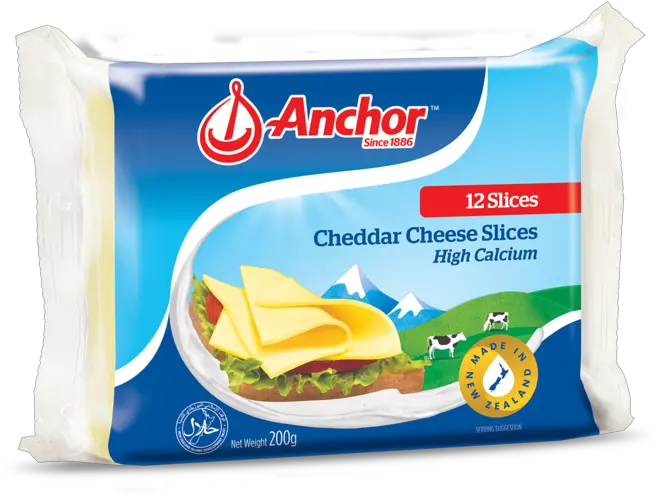 Anchor Cheddar Cheese Slices 200g Slice Kraft Cheddar Cheese Png Cheese Slice Png