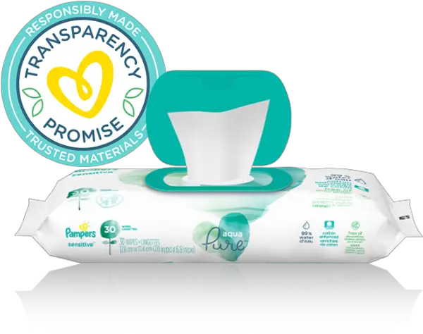 Pampers Sensitive Aqua Pure Wipes Household Supply Png Pampers Logo