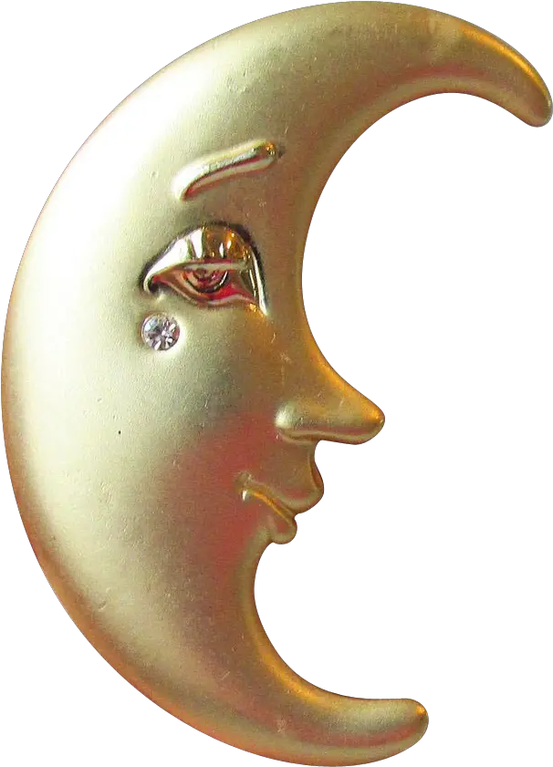 Vintage Crying Man In The Moon With Rhinestone Tear Pin By Crescent Png Crying Man Png