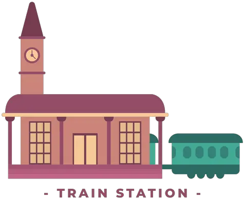 Building Train Station Flat Illustration Transparent Png Train Station Illustration Png Train Station Icon Vector