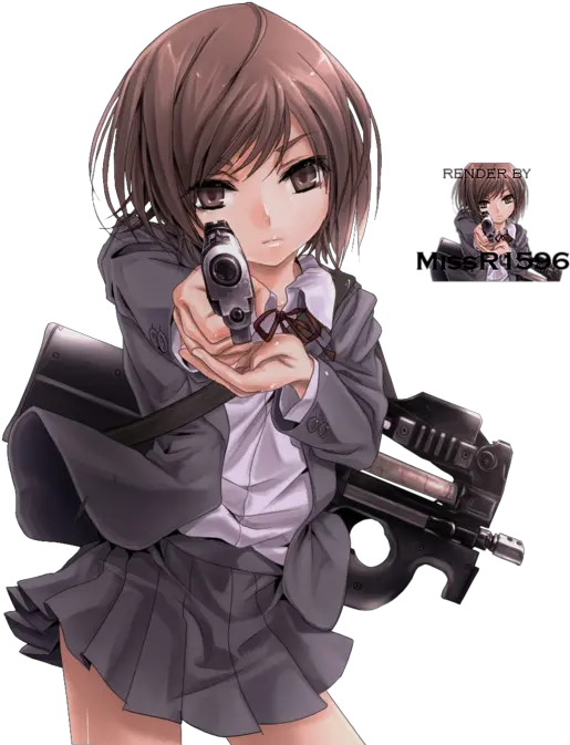 Anime Girl Holding Gun Png Image With Anime Girl With Pistol Holding Gun Png