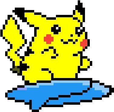 Pixilart Surf Pikachu By Hezel Pikachu Surf Pixel Art Png Pikachu Png Transparent