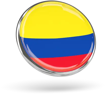 Round Icon With Metal Frame Illustration Of Flag Colombia Png