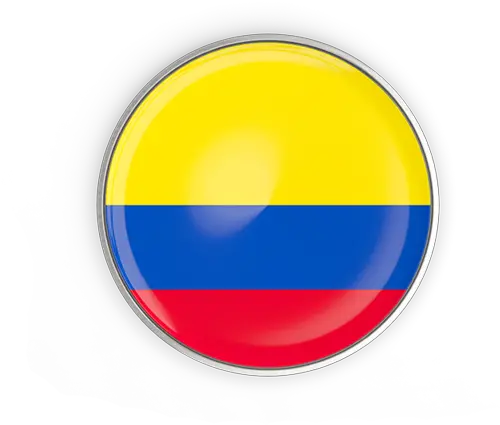 Round Button With Metal Frame Bandera De Colombia Icono Png Colombia Icon