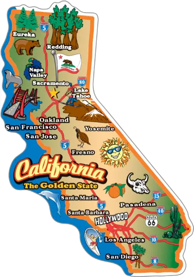 Download Transparent California Free Png Image California Stickers Map Clipart Png