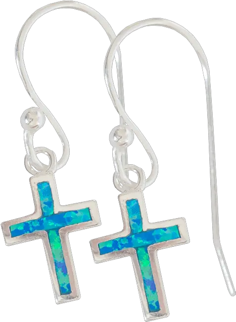 Silver Opal Cross Fishhook Earrings Earrings Png Glowing Cross Png