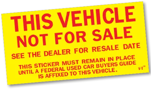 This Vehicle Not For Sale Stickers Yellow 275 X 55 Orange Png Sale Sticker Png