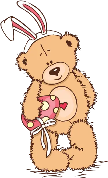 Teddy Bear With Bunny Ears Kids Sticker Happy Easter Bear Png Bunny Ears Transparent