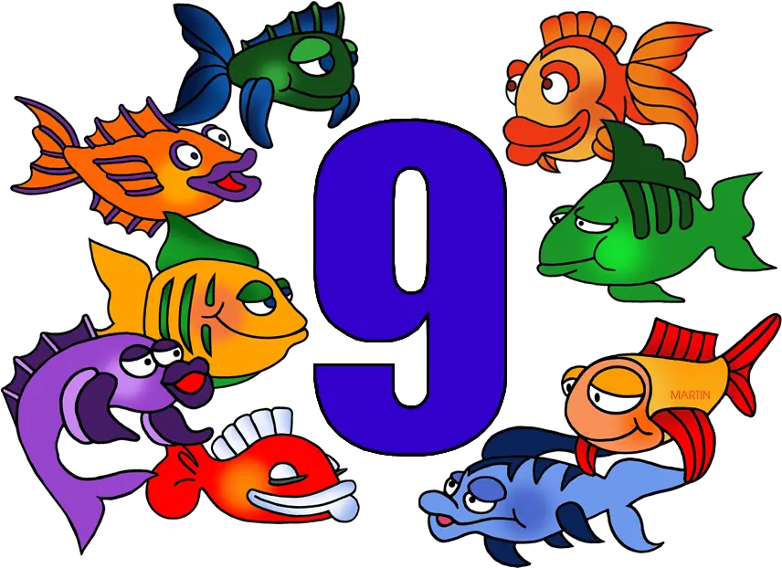 Free Number 9 Cliparts Download Clip Art Cartoon School Of Fish Png Number 9 Png