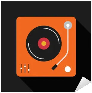 Sticker Retro Vintage Gramophone Flat Design Vector Png Record Player Icon