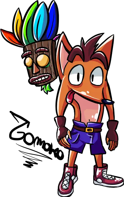 Crash Bandicoot And Aku By Springelodeluxe Fur Cartoon Png Aku Png
