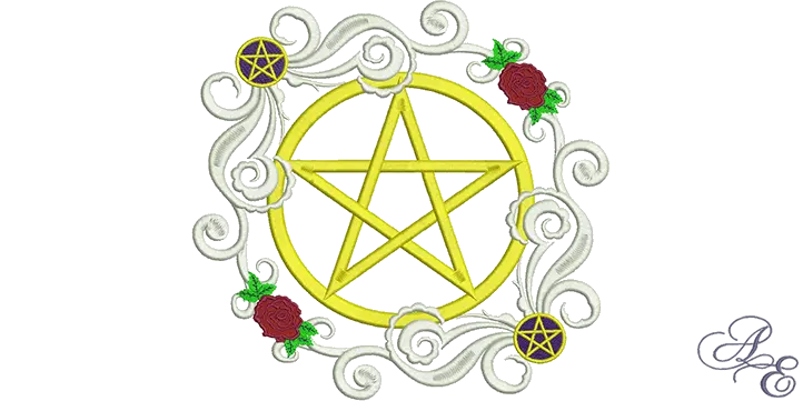 Download Hd Rose Scroll Pentagram Symbol Of A Witch Png Pentagram Transparent