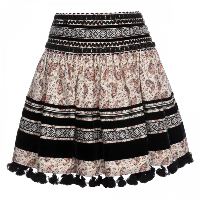 Tara Skirt Elastic Waist Png Pom Poms Png