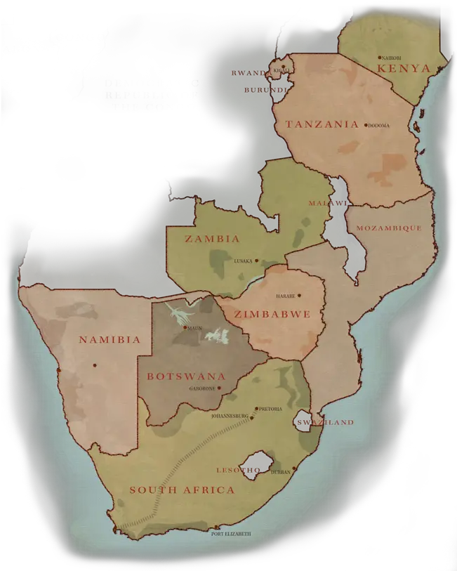 Southern Africa Safari Destinations Map Atlas Png Africa Map Png