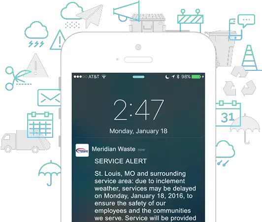 Meridian Waste Trash Pickup Disposal U0026 Recycling Technology Applications Png Sign In Or Sign Up Now Alert Icon