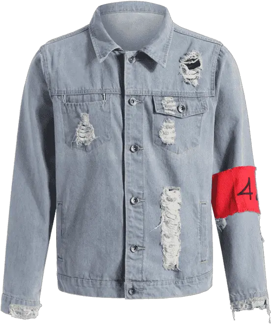 Gorgeous Armband Streetwear Ripped Denim Jacket Button Png Ripped Jeans Png