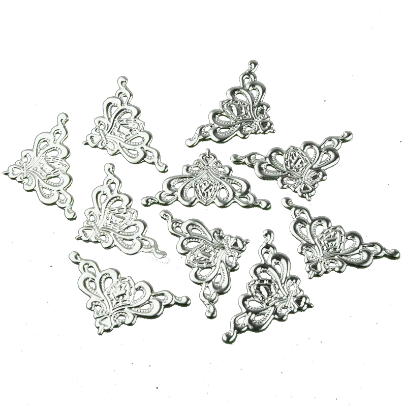 10 Small Filigree Silver Corners Decorative Png Filigree Png